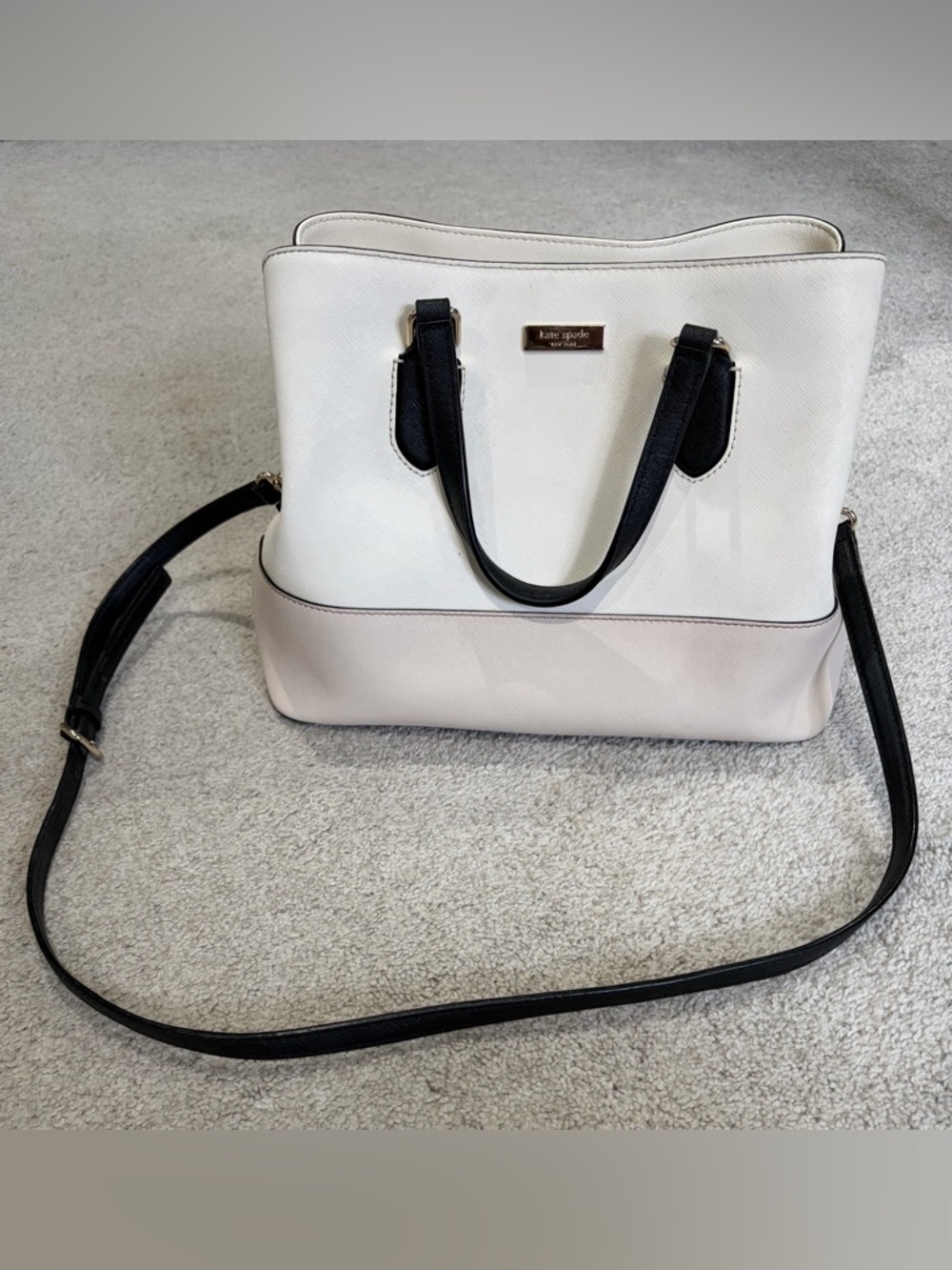 Kate Spade New York Purse Evangelie Laurel Way Handbag Satchel Cream, Beige, Blk
